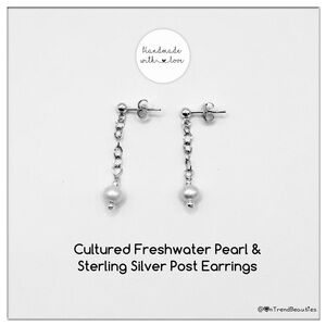 Cultured Freshwater Pearl & Sterling Silver Drop Earrings